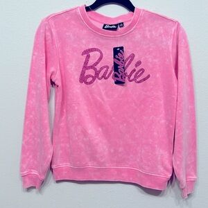 Barbie Girls  Sweatshirt Cozy Sweater Pullover Crewneck Glitter Logo - Sz 8, 10
